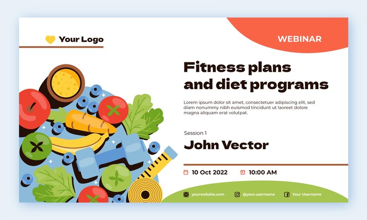 Vector gratuito seminario web de nutrición fitness dibujado a mano