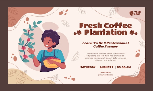 Vector gratuito seminario web de plantación de café dibujado a mano