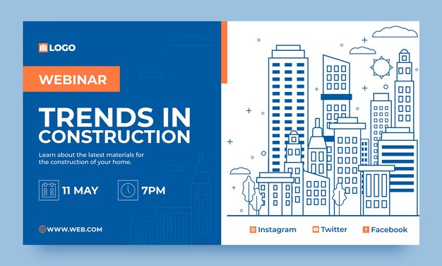 Seminario web de proyecto de construcción dibujado a mano