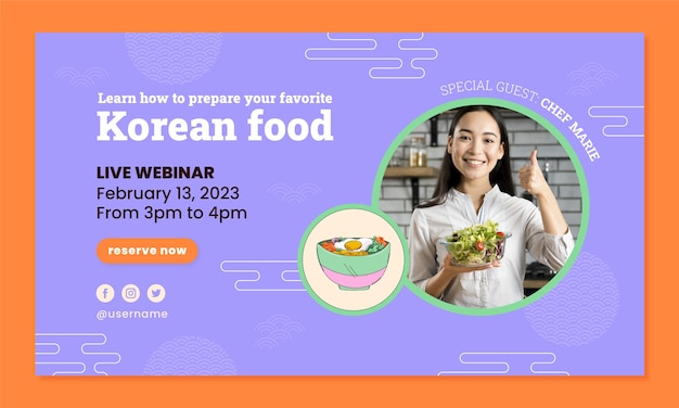 Vector gratuito seminario web de restaurante coreano dibujado a mano