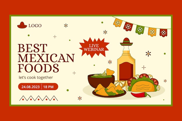 Vector gratuito seminario web de restaurante mexicano dibujado a mano