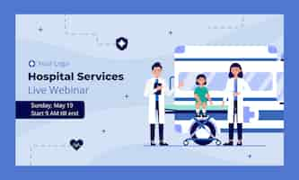 Vector gratuito seminario web de servicios hospitalarios de diseño plano