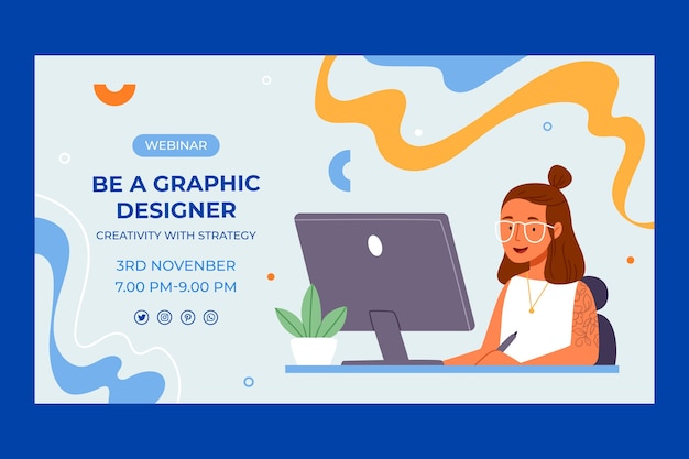 Vector gratuito seminario web sobre diseño gráfico dibujado a mano