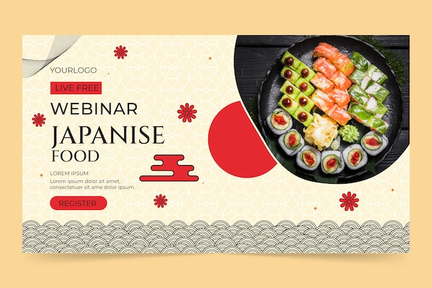 Vector gratuito seminario web sobre restaurantes japoneses