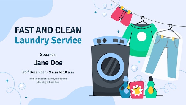 Seminario web sobre el servicio de lavandería de diseño plano