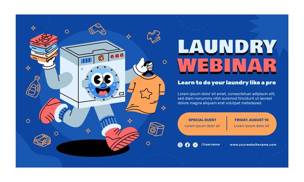 Seminario web sobre el servicio de lavandería de diseño plano
