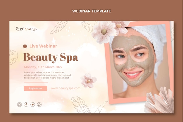 Vector gratuito seminario web sobre spa de acuarela