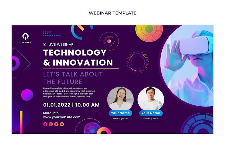 Vector gratuito seminario web sobre tecnología de textura degradada
