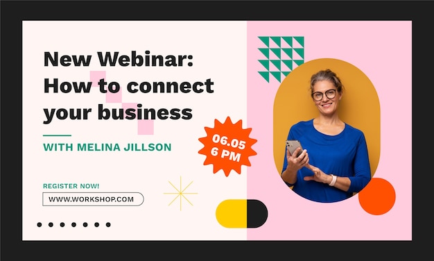 Seminario web de taller de negocios de diseño plano