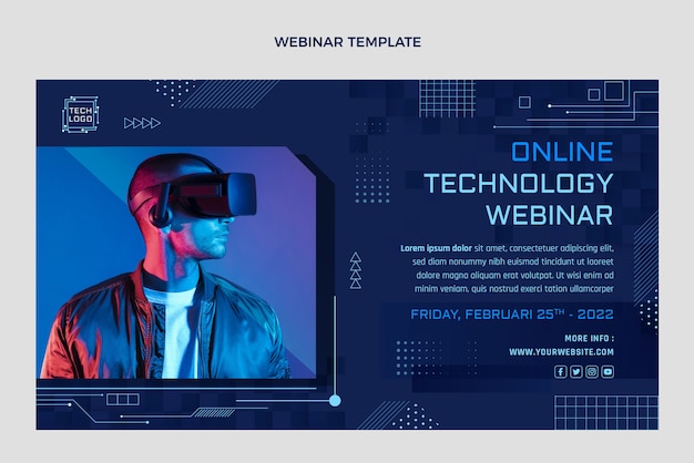 Vector gratuito seminario web de tecnología mínima de diseño plano