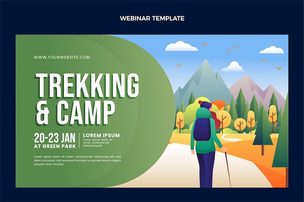 Vector gratuito seminario web de trekking en gradiente