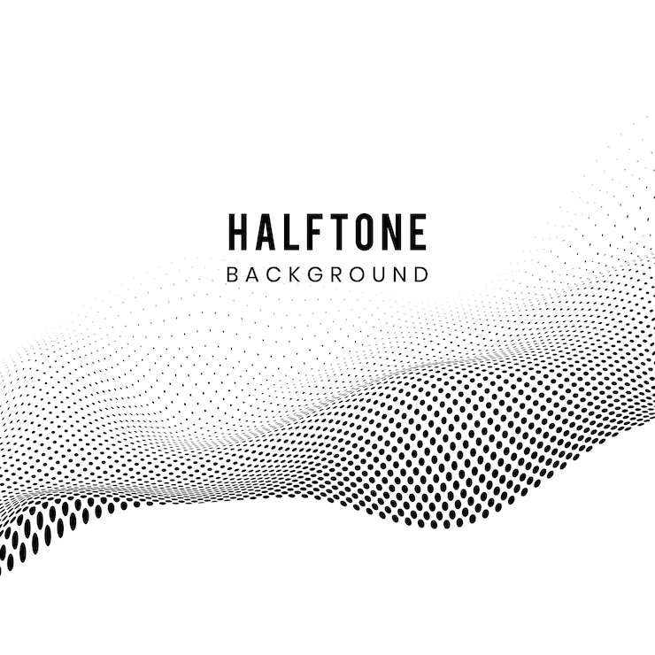 Vector gratuito semitono ondulado negro en vector de fondo blanco