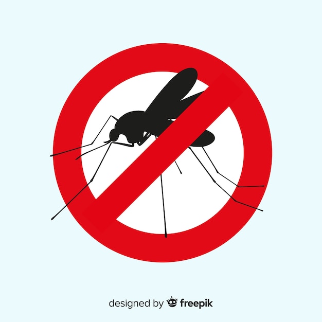 Señal de advertencia de mosquitos con diseño plano