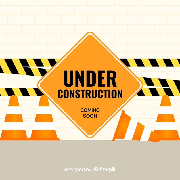 Señal en construcción plana