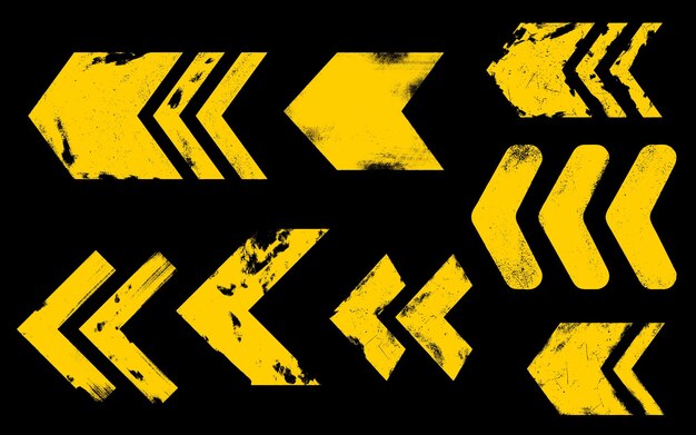señal de flecha direccional de grunge amarillo