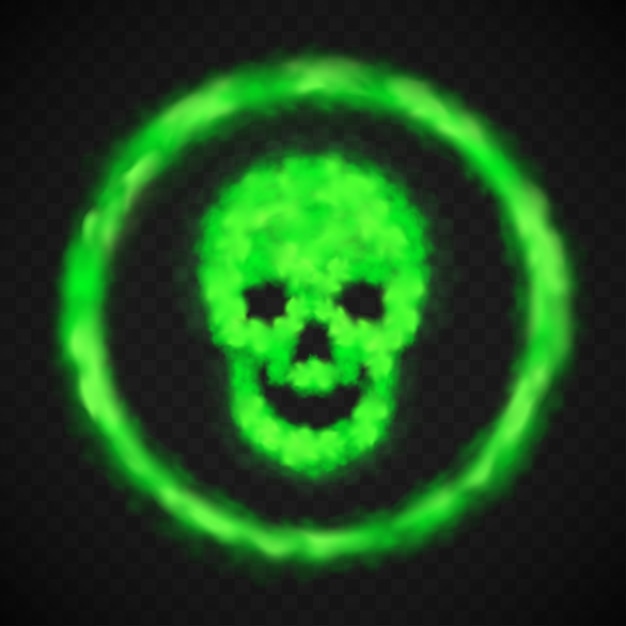Señal de peligro de advertencia de calavera de humo verde