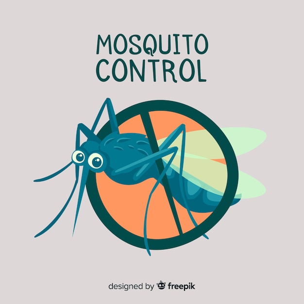 Señal de precaución con mosquitos con diseño plano