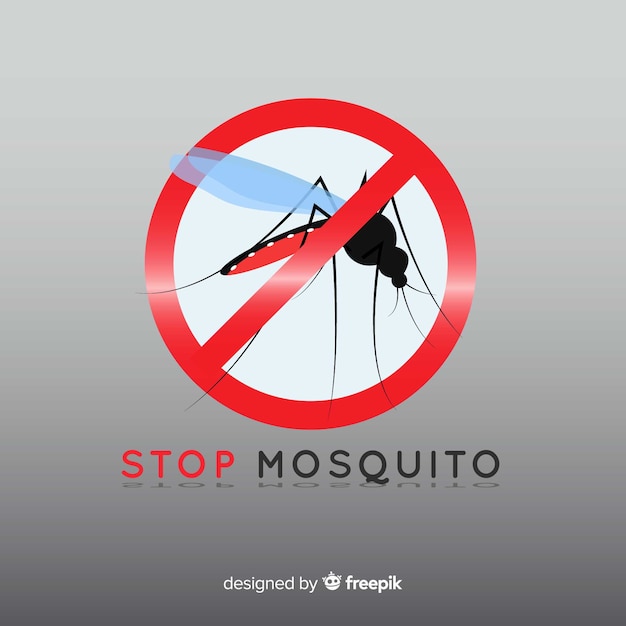 Vector gratuito señal de precaución con mosquitos con diseño plano