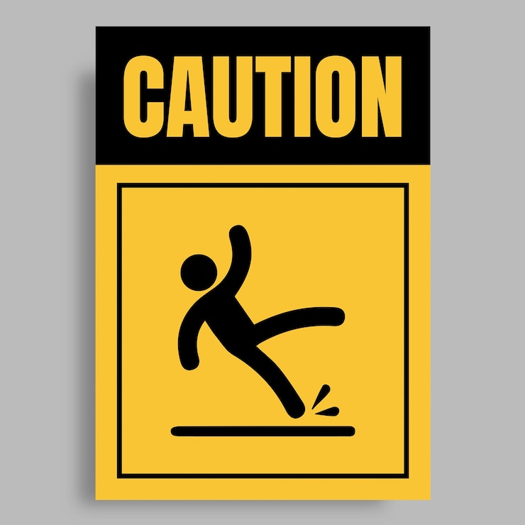 Vector gratuito señal vertical de peligro de caída de precaución simple plana