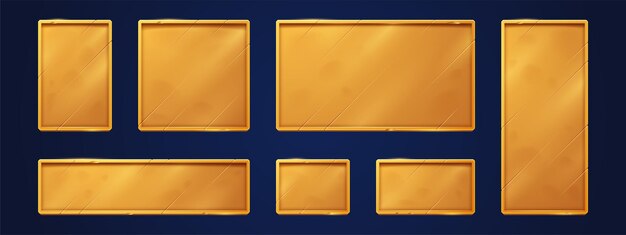 Señales de juego de oro placas de nombre placas de oro vacías