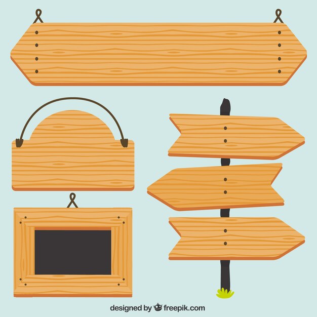 Señales de madera estilo flat