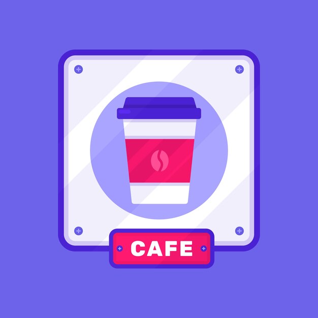 Señalización de cafetería de diseño plano