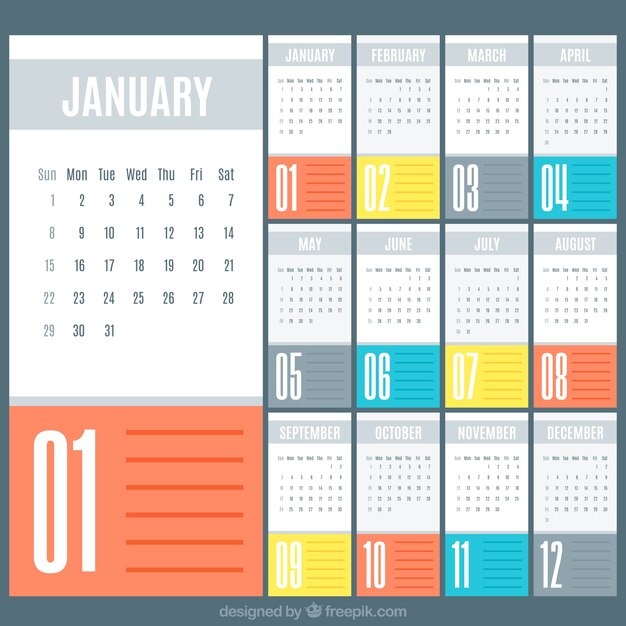 Sencilla plantilla de calendario 2017 