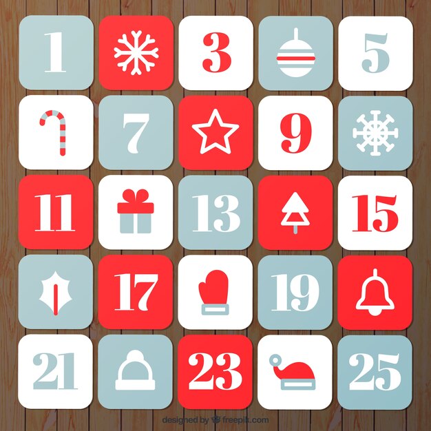 Sencillo calendario de adviento dibujado a mano