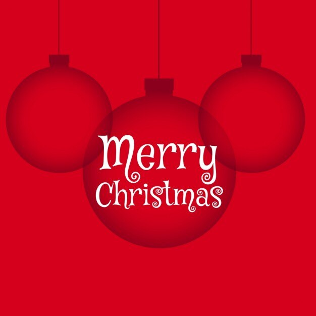 Sencillo fondo rojo con tres bolas de navidad