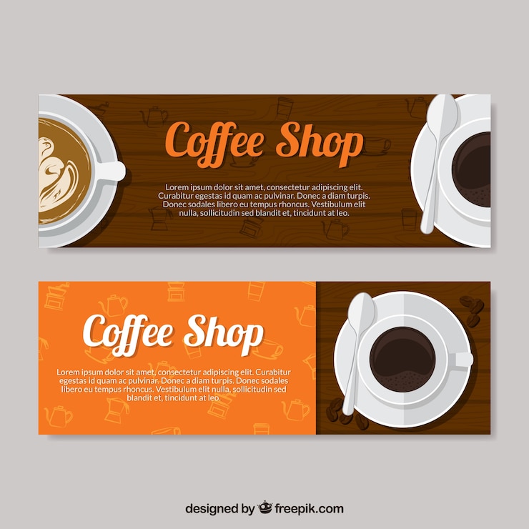 Vector gratuito sencillos banners de cafetería