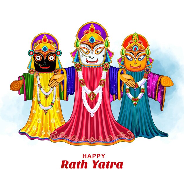 El Señor Jagannath para Balabhadra y Subhadra en el rathayatra anual en el fondo de la tarjeta del festival de Odisha