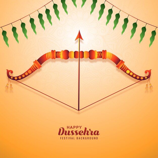 Señor rama con flecha matando a ravana en el fondo de la tarjeta feliz dussehra