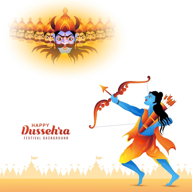 señor rama matando a ravana en feliz fondo de vacaciones dussehra