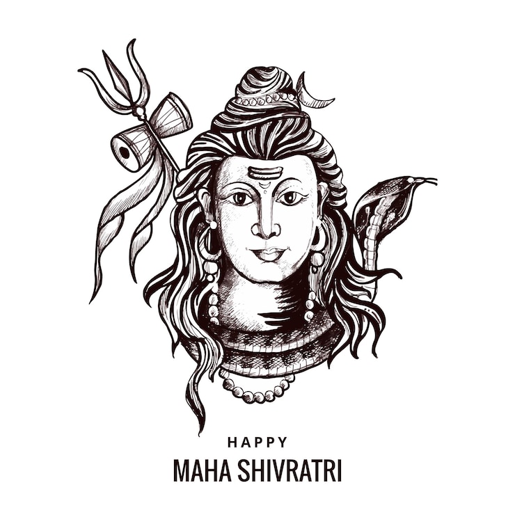 Vector gratuito señor shiva dios indio de hindú para el fondo de la tarjeta maha shivratri