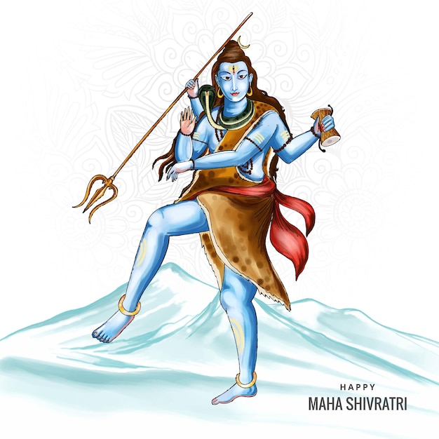 Vector gratuito señor shiva dios indio del hinduismo para maha shivratri fondo de la tarjeta