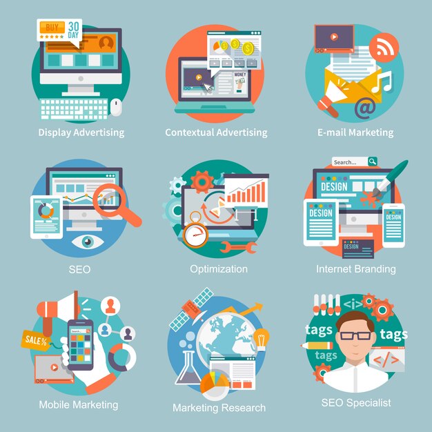 Seo Internet Marketing icono plana