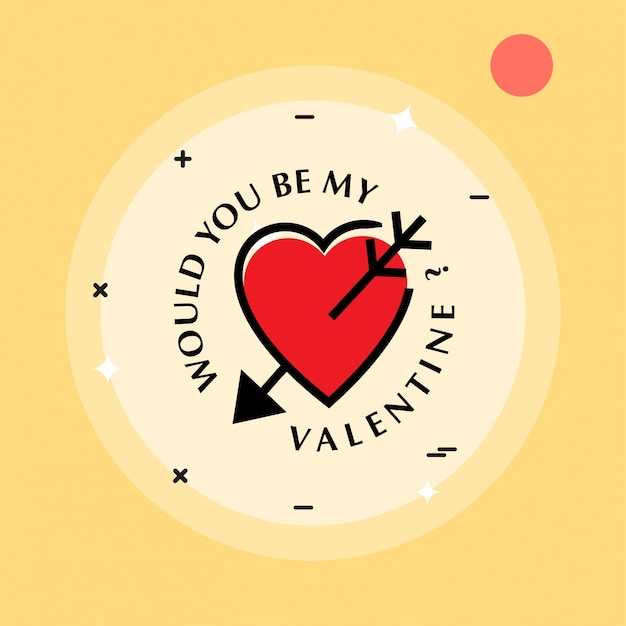 Vector gratuito serías mi san valentín con fondo amarillo y corazón