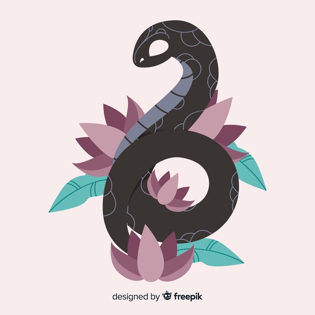 Serpiente dibujada a mano en 2d
