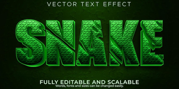 Vector gratuito serpiente de efecto de texto editable, estilo de fuente 3d salvaje y piel