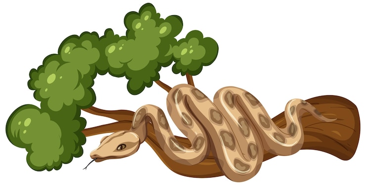 Vector gratuito serpiente en una rama aislada en blanco