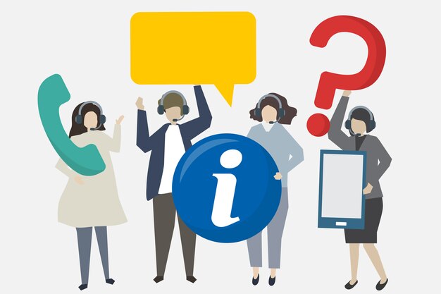 Servicio al cliente con ilustración de iconos