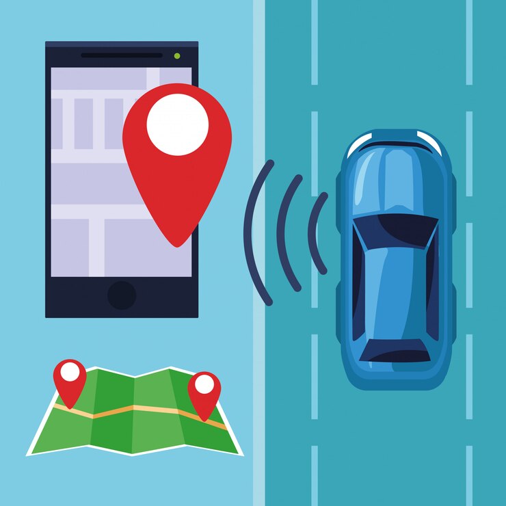 Vector gratuito servicio de coche de localización gps