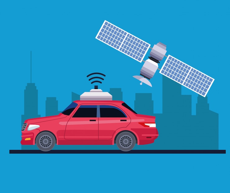 Vector gratuito servicio de coche de localización gps