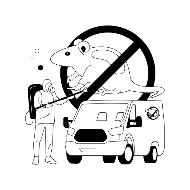 Servicio de control de plagas de roedores ilustración vectorial de concepto abstracto Servicio de control de roedores prueba de ratas programa de captura de ratas exterminador de ratones metáfora abstracta de eliminación de plagas las 24 horas