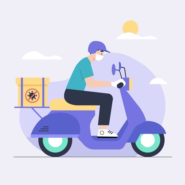 Servicio de entrega con concepto de máscaras