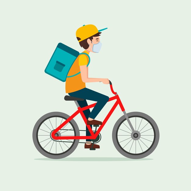 Servicio de entrega con máscaras concepto ilustrado