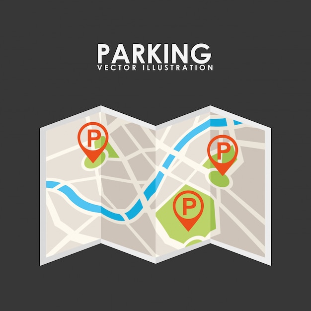 Vector gratuito servicio de estacionamiento, mapa en papel