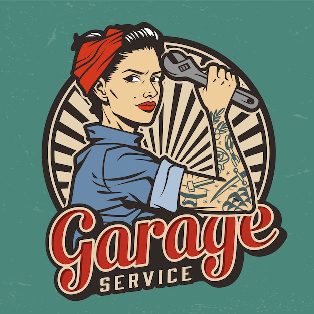 Vector gratuito servicio de garaje vintage malo