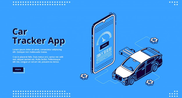 Servicio de GPS de la página de aterrizaje isométrica del rastreador