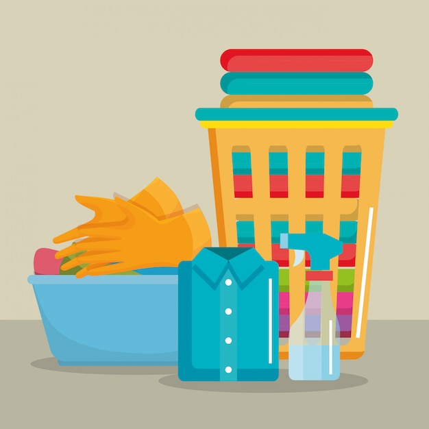 servicio de lavandería set de productos